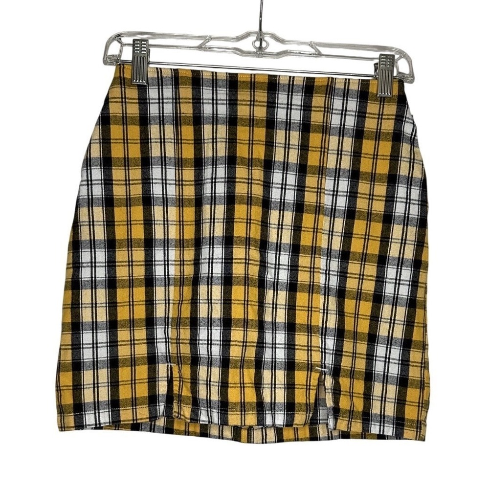Hollister Yellow Black Plaid Mini Skirt Women XS‎ Y2K Preppy Schoolgirl Cute
